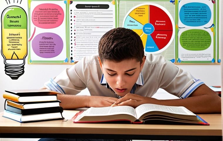 **Prompt:** A focused student actively 'decoding' a large, open business English textbook, surrounded by elements representing structured understanding like a colorful mind map, bullet points, and neatly organized notes. The background suggests a modern study environment, with subtle light rays illustrating a 'lightbulb moment' of comprehension and application, emphasizing purposeful learning over rote memorization.