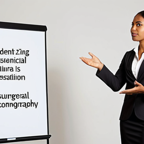 Home 13 **
A confident business professional, possibly multi-ethnic, giving a presentation to an international audience. Focus on strong body language and a clear, professional setting. The caption should emphasize confident communication and cultural understanding.
**