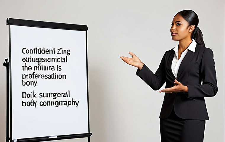 **

A confident business professional, possibly multi-ethnic, giving a presentation to an international audience. Focus on strong body language and a clear, professional setting. The caption should emphasize confident communication and cultural understanding.

**