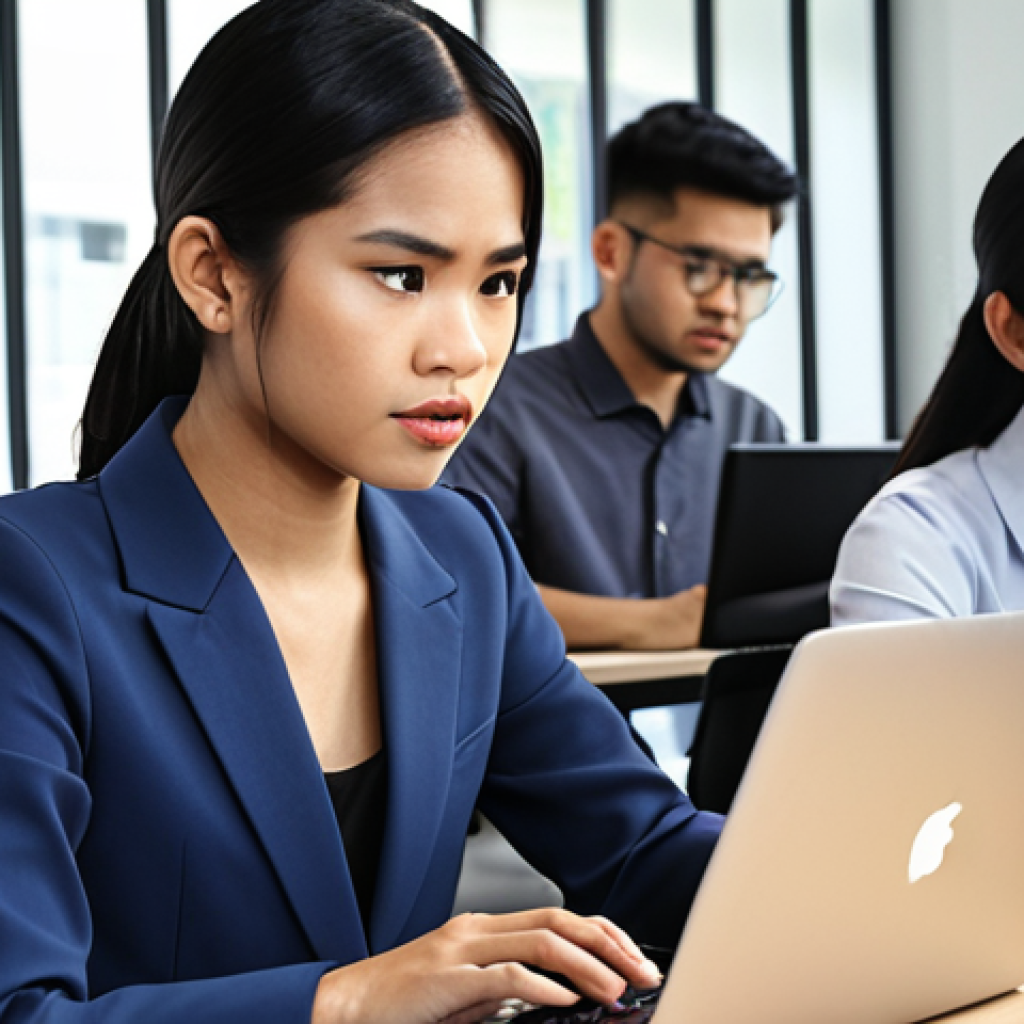 **

> A young Thai professional confidently composing an email on a laptop in a modern co-working space. The background shows diverse colleagues collaborating. Focus on the individual's determined expression and the clean, professional aesthetic of the office. Emphasis on clear and concise communication.

**