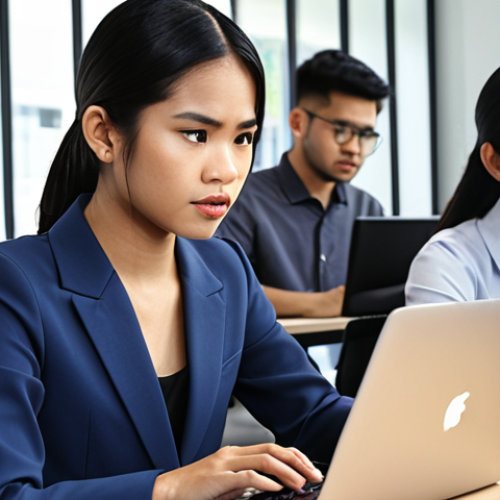 Home 12 **
> A young Thai professional confidently composing an email on a laptop in a modern co-working space. The background shows diverse colleagues collaborating. Focus on the individual's determined expression and the clean, professional aesthetic of the office. Emphasis on clear and concise communication.
**