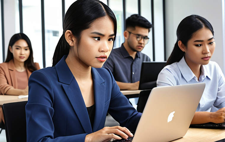 **

> A young Thai professional confidently composing an email on a laptop in a modern co-working space. The background shows diverse colleagues collaborating. Focus on the individual's determined expression and the clean, professional aesthetic of the office. Emphasis on clear and concise communication.

**