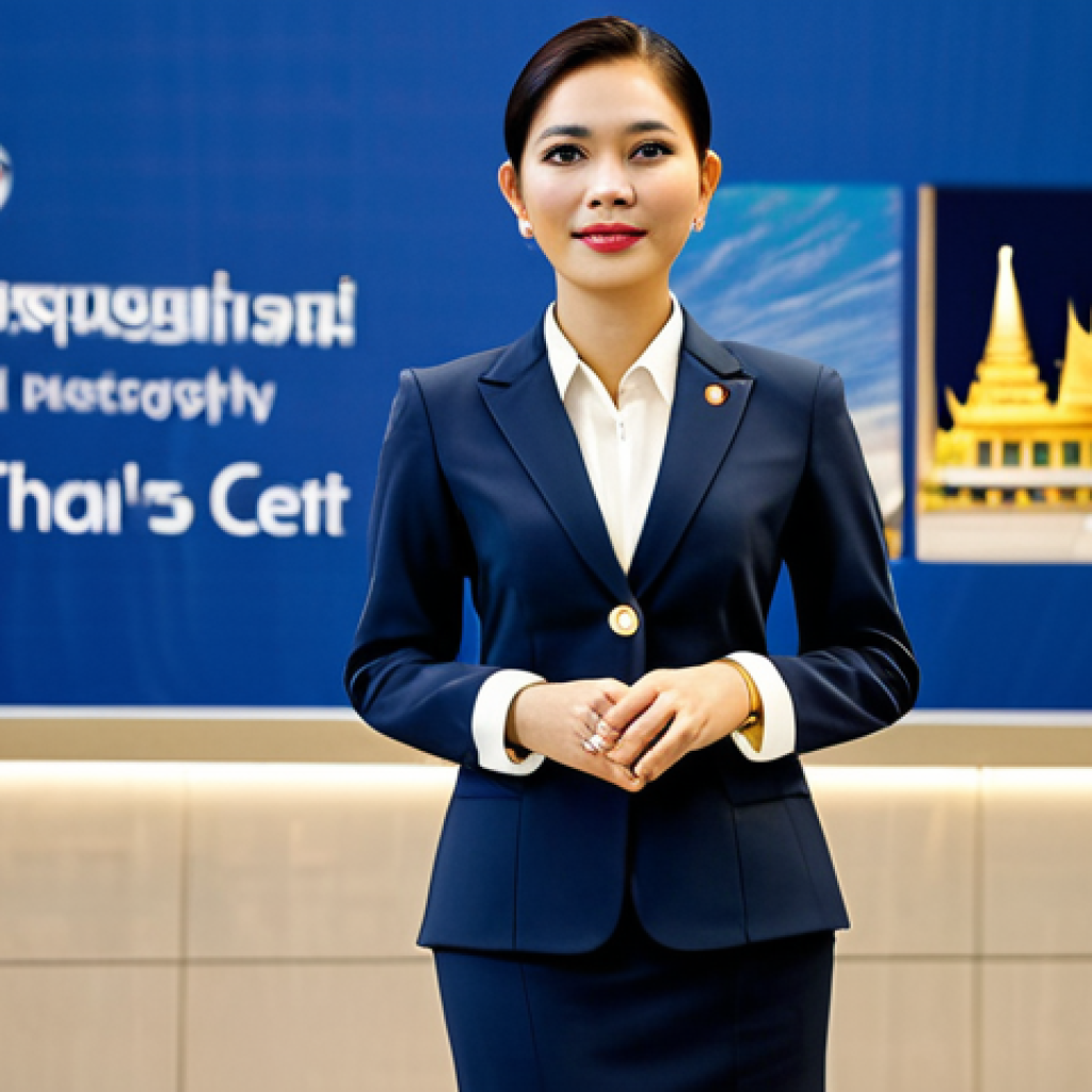 **

A confident Thai businesswoman in a modern, modest business suit, presenting a sales pitch in English to international clients at a Bangkok convention center. The background includes Thai cultural elements subtly incorporated into the modern decor.  Fully clothed, appropriate attire, safe for work, perfect anatomy, natural proportions, professional, family-friendly, high quality.

**