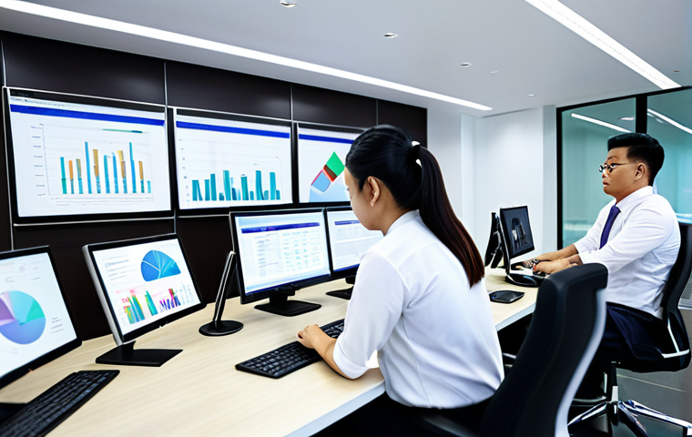 **

A modern Thai SME office. Focus on employees collaborating, some using laptops displaying data analytics dashboards. The scene should convey innovation and digital adaptation. Fully clothed, appropriate attire, safe for work, perfect anatomy, natural proportions, professional, family-friendly.

**