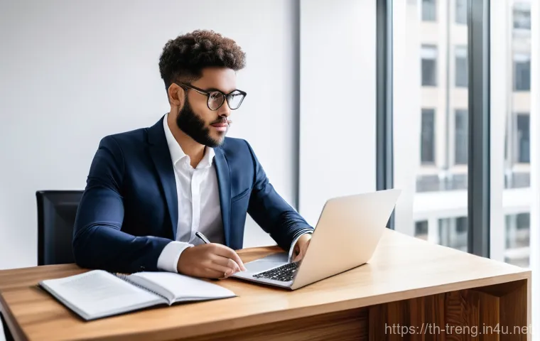 무역영어 실기시험 대비 주요 학습법 분석 - **Prompt 1: Focused Business English Study Session**
    "A young, diverse professional in their lat...