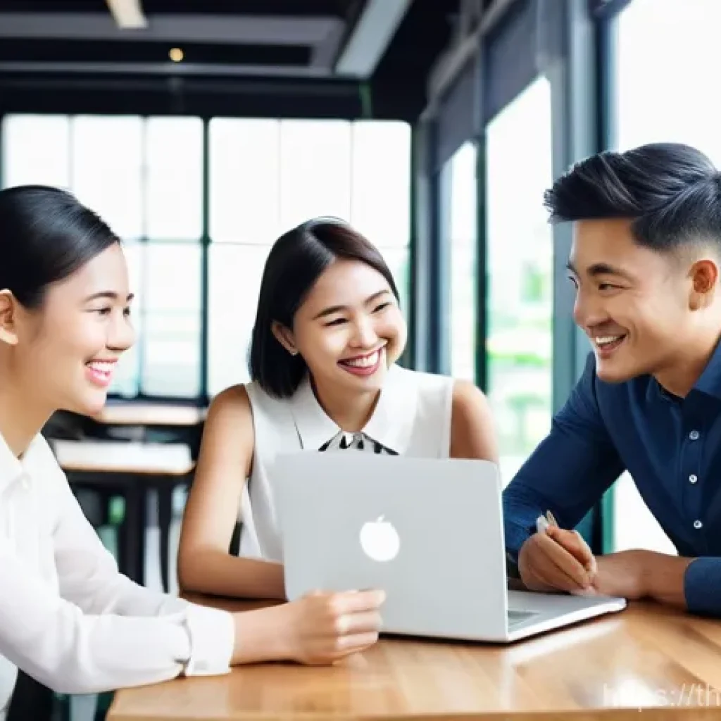 무역영어 시험 준비를 위한 커뮤니티 추천 - **Online Business English Community:** A group of five young adults (20s-30s, diverse Southeast Asia...
