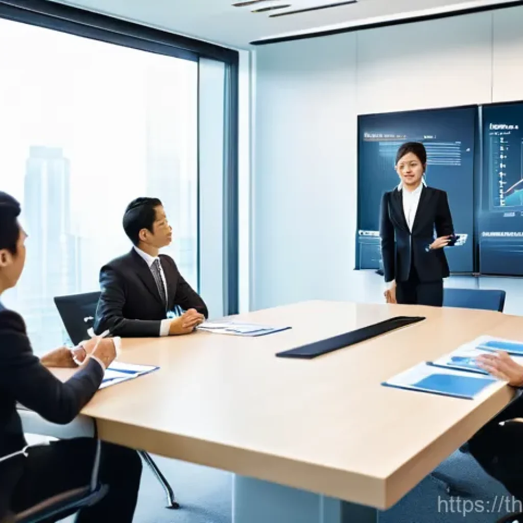 무역영어 자격증으로 지원 가능한 기업 - Global Business Negotiation in a Modern Office**
A diverse group of five business professionals, in...