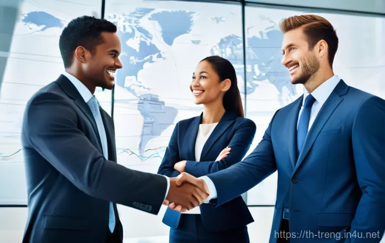 무역영어 자격증이 유리한 직무 - **Image Prompt 1: Professional International Business Negotiation**
A high-definition, realistic...