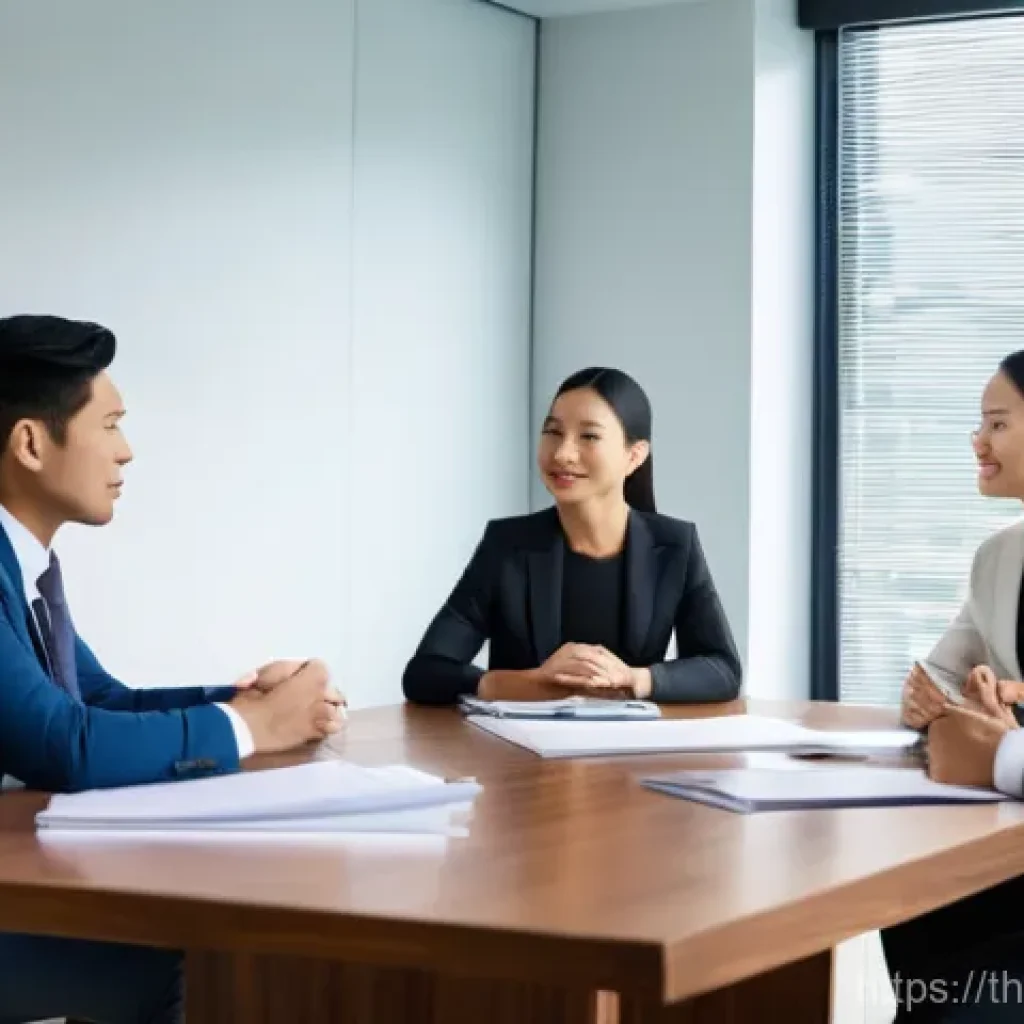 무역영어 자격증의 직무 활용성과 실무 사례 - **Prompt:** A diverse group of business professionals, including Thai men and women in modern, modes...