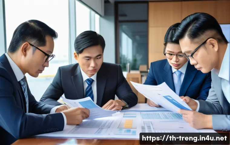 무역영어 기출문제 풀이 - A professional office scene in Thailand focused on international import-export business: a diverse g...
