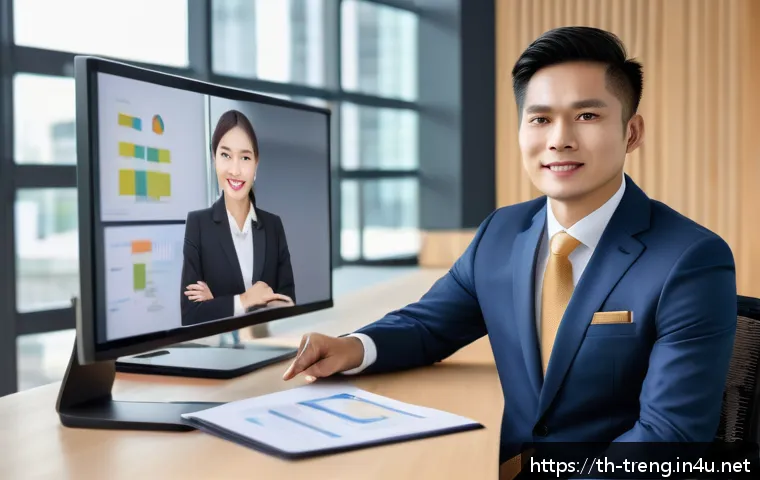 무역영어 자격증의 경제적 가치 - A confident Thai business professional in a modern office setting, dressed in formal business attire...